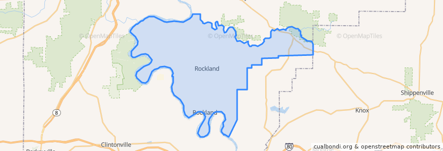 Mapa de ubicacion de Rockland Township.