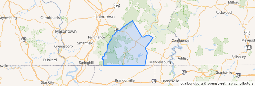 Mapa de ubicacion de Wharton Township.