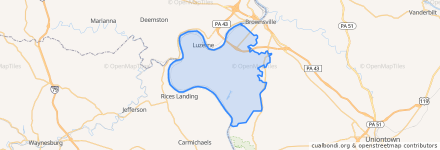 Mapa de ubicacion de Luzerne Township.