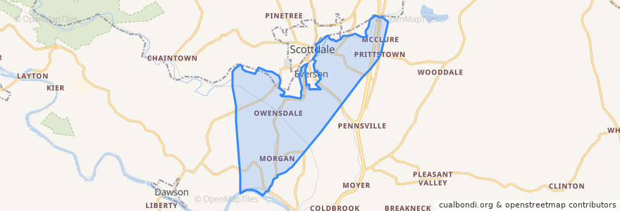 Mapa de ubicacion de Upper Tyrone Township.