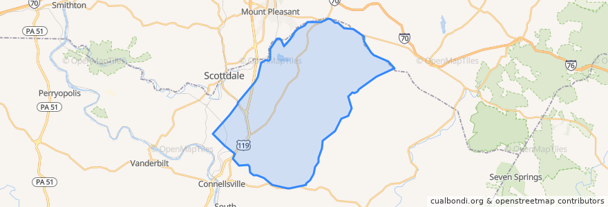 Mapa de ubicacion de Bullskin Township.