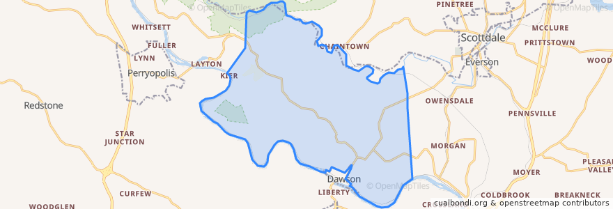 Mapa de ubicacion de Lower Tyrone Township.