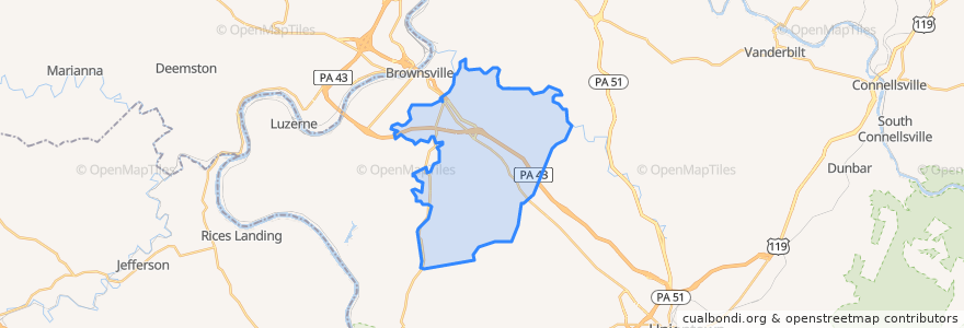 Mapa de ubicacion de Redstone Township.