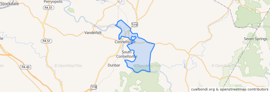 Mapa de ubicacion de Connellsville Township.