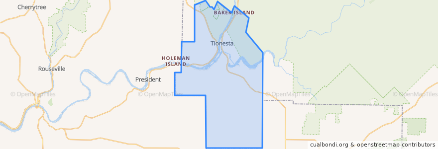 Mapa de ubicacion de Tionesta Township.