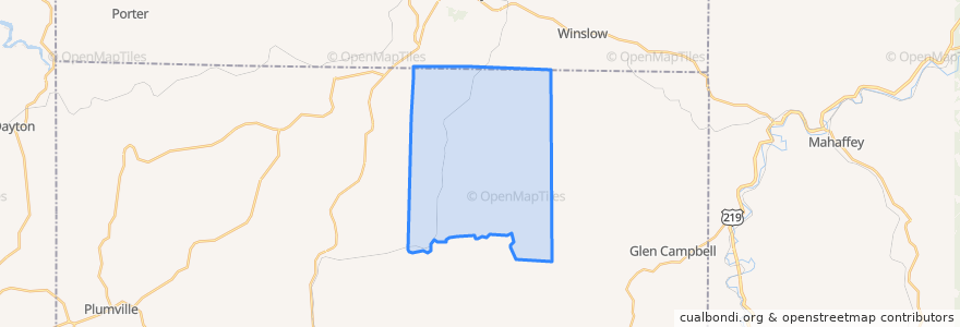 Mapa de ubicacion de Canoe Township.