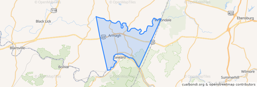 Mapa de ubicacion de East Wheatfield Township.