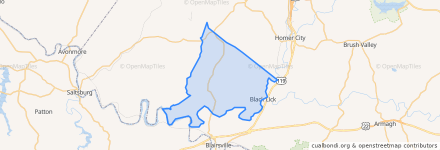 Mapa de ubicacion de Black Lick Township.