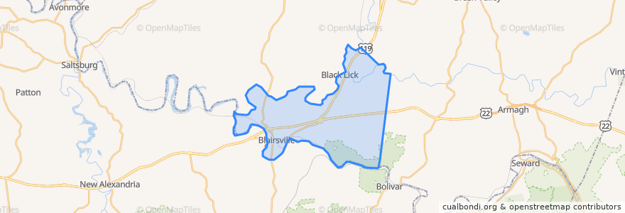 Mapa de ubicacion de Burrell Township.