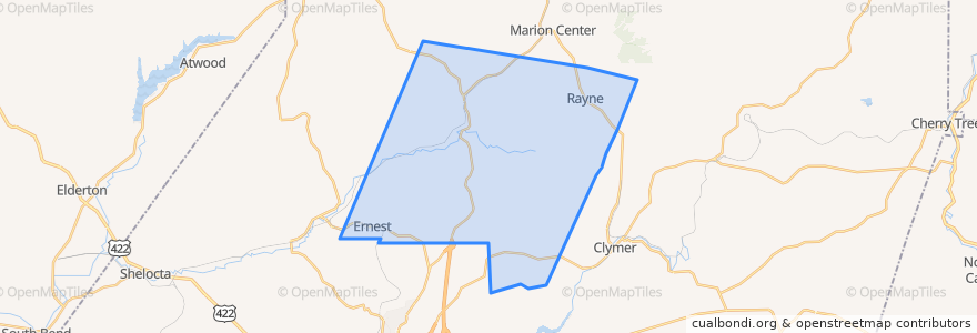 Mapa de ubicacion de Rayne Township.
