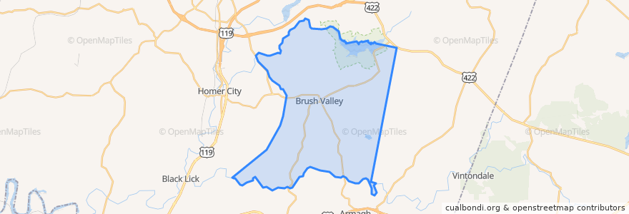 Mapa de ubicacion de Brush Valley Township.