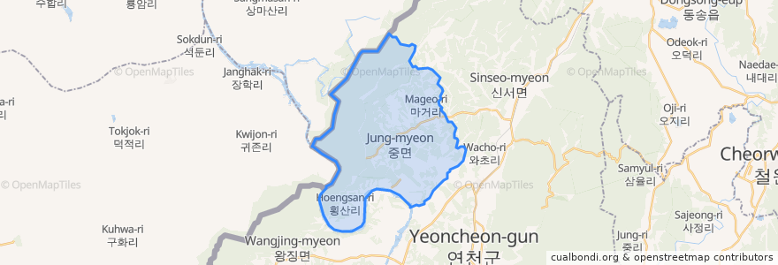 Mapa de ubicacion de 중면.