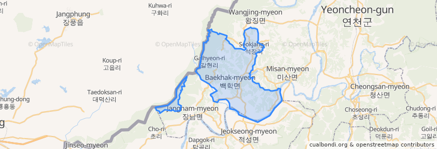 Mapa de ubicacion de Baekhak-myeon.