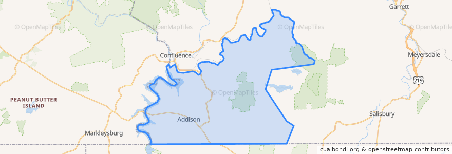 Mapa de ubicacion de Addison Township.