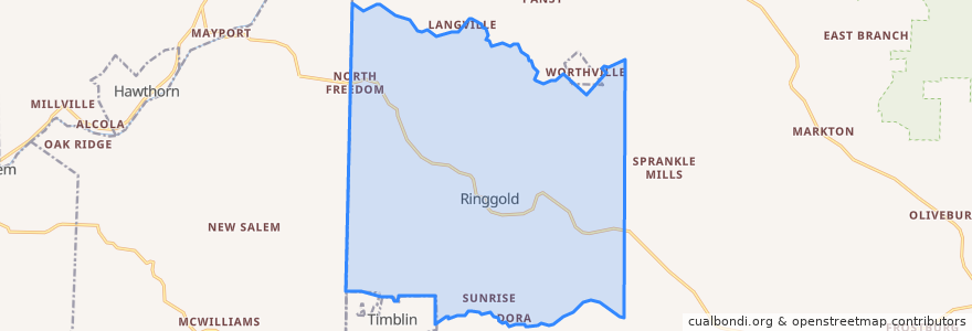 Mapa de ubicacion de Ringgold Township.