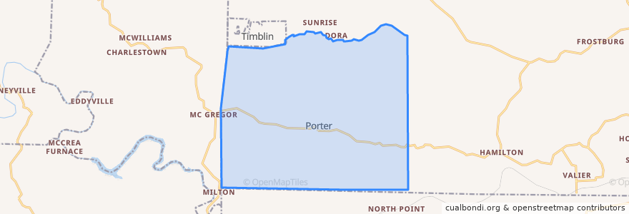 Mapa de ubicacion de Porter Township.