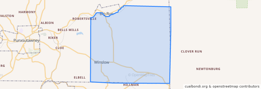 Mapa de ubicacion de Gaskill Township.