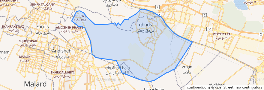 Mapa de ubicacion de شهر قدس.