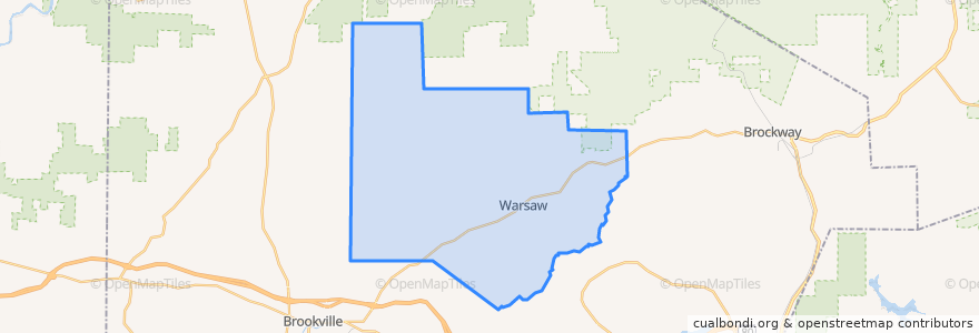 Mapa de ubicacion de Warsaw Township.