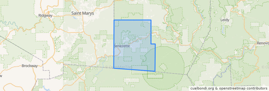 Mapa de ubicacion de Benezette Township.