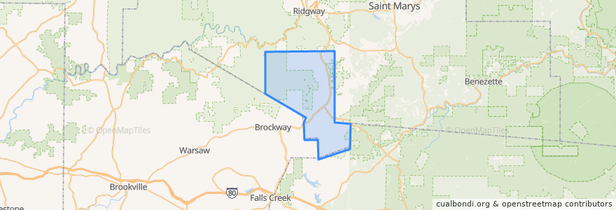 Mapa de ubicacion de Horton Township.