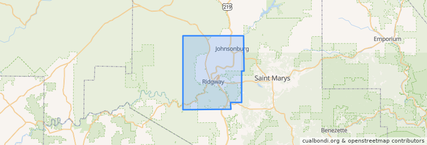 Mapa de ubicacion de Ridgway Township.