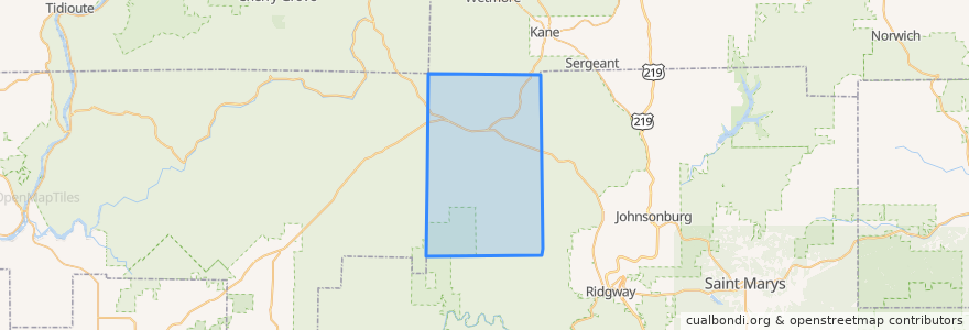 Mapa de ubicacion de Highland Township.