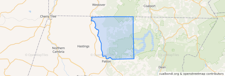 Mapa de ubicacion de Chest Township.