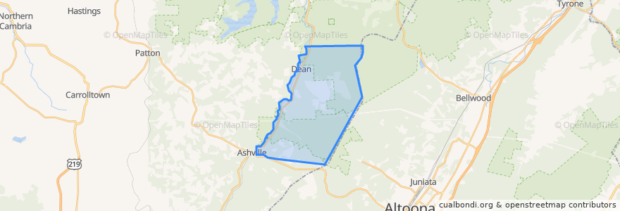 Mapa de ubicacion de Dean Township.
