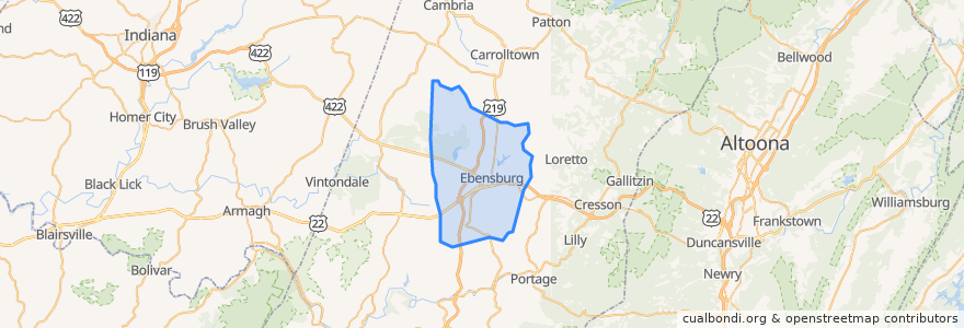 Mapa de ubicacion de Cambria Township.