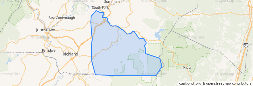 Mapa de ubicacion de Adams Township.