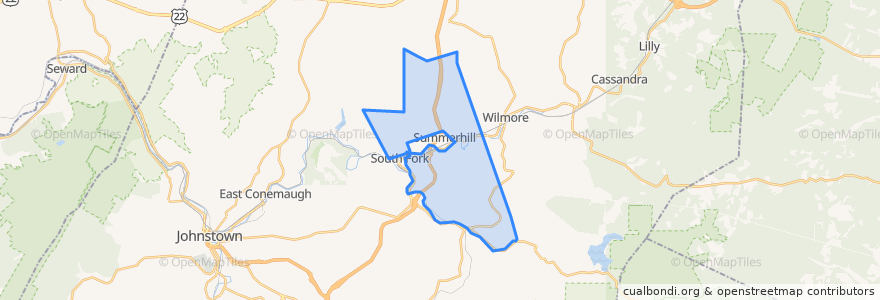 Mapa de ubicacion de Croyle Township.