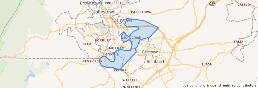 Mapa de ubicacion de Stonycreek Township.