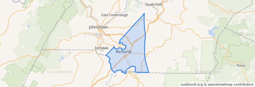 Mapa de ubicacion de Richland Township.