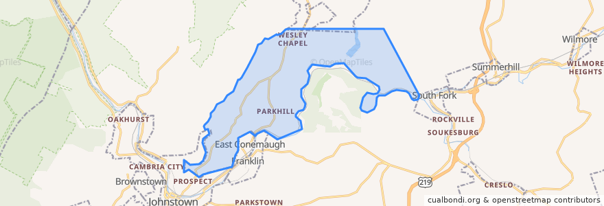 Mapa de ubicacion de East Taylor Township.