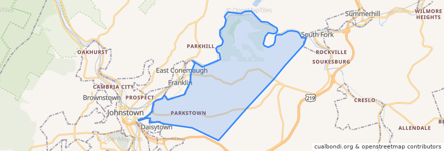 Mapa de ubicacion de Conemaugh Township.