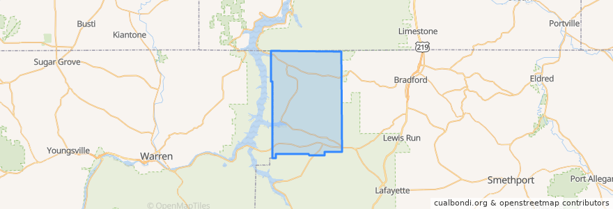 Mapa de ubicacion de Corydon Township.