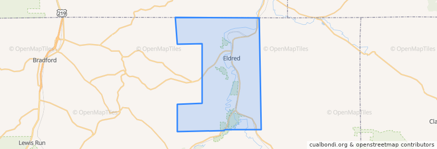 Mapa de ubicacion de Eldred Township.