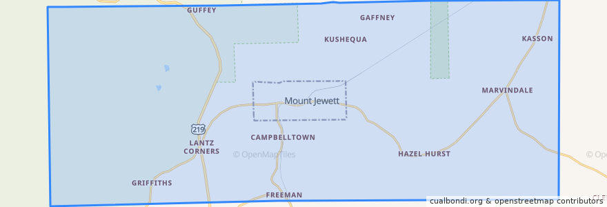 Mapa de ubicacion de Hamlin Township.