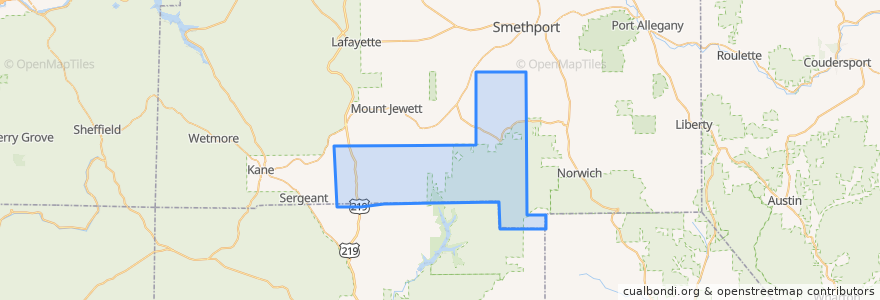 Mapa de ubicacion de Sergeant Township.