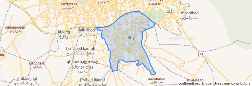 Mapa de ubicacion de شهر ری.