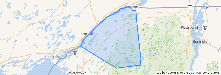 Mapa de ubicacion de округ Сент-Лоренс.