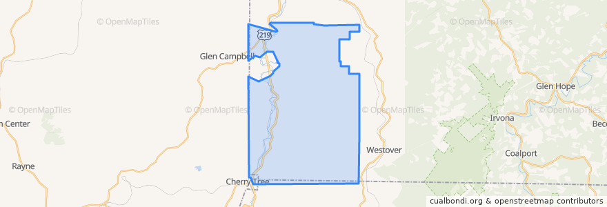 Mapa de ubicacion de Burnside Township.