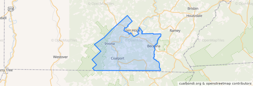 Mapa de ubicacion de Beccaria Township.