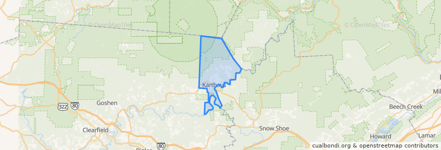 Mapa de ubicacion de Karthaus Township.