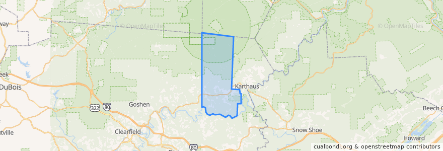 Mapa de ubicacion de Covington Township.