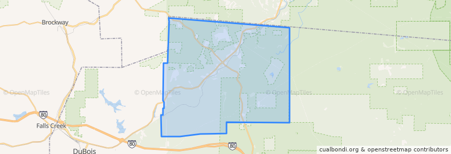 Mapa de ubicacion de Huston Township.