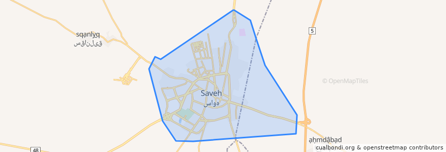 Mapa de ubicacion de Saveh.