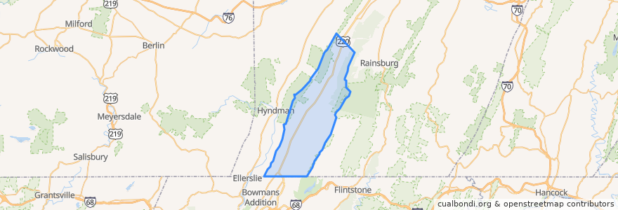 Mapa de ubicacion de Cumberland Valley Township.