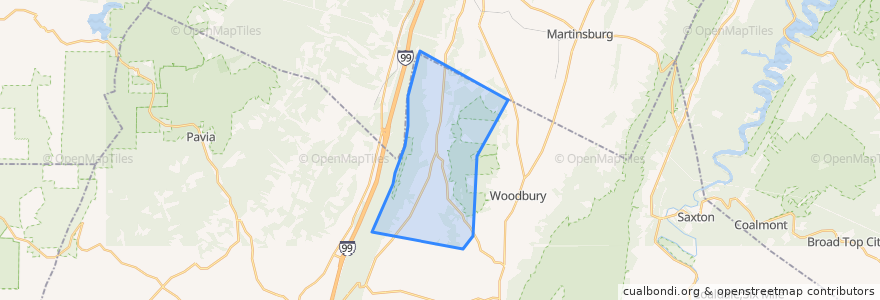 Mapa de ubicacion de Bloomfield Township.